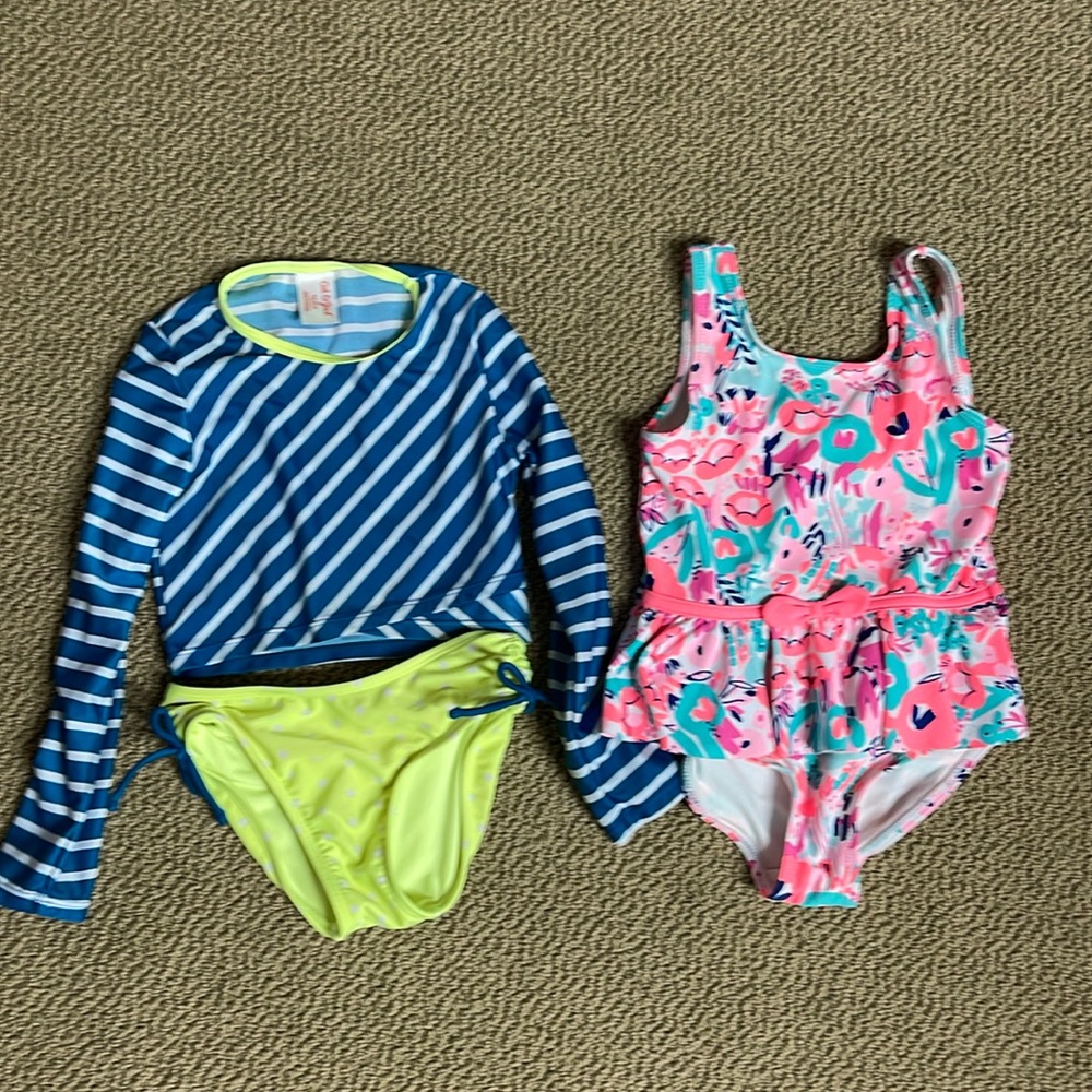 Cat & Jack 2 piece size XS 4/5 and just one you by Carterโs one piece size 5T